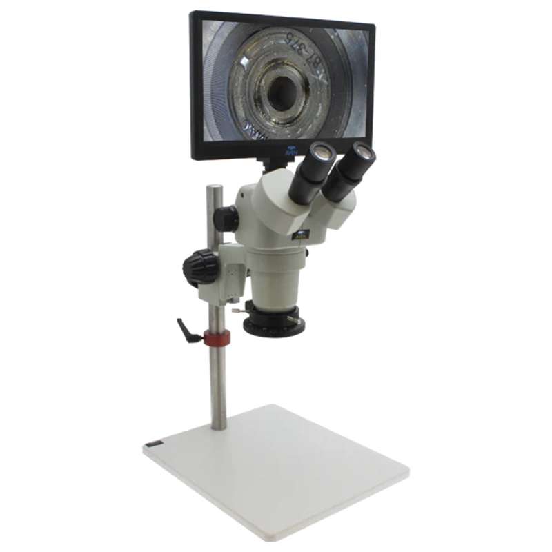 SPZV-50 Stereo Zoom Trinocular Microscope (6.75x-50x), Post Stand, Camera/Monitor, Polarizer