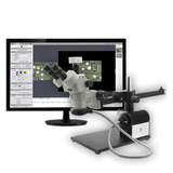 SPZV-50 Stereo Zoom Trinocular Microscope (6.75x-50x), Glide Boom Stand, LED FOI, USB 6M Camera redirect to product page