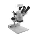 SPZV-50 Stereo Zoom Trinocular Microscope (6.75x-50x), Post Stand, Integrated Light, USB 6M Camera redirect to product page
