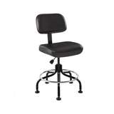 Doral Series Non-ESD-Safe Adjustable Height Black Vinyl Chair with Tubular Steel Base, Footring, and Glides, 20 to 25 redirect to product page