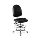 Integra Mid Height ESD Black Vinyl Chair, Large Back, Articulating Seat & Back Tilt, Polished Aluminum Base with Adjustable Footring redirect to product page