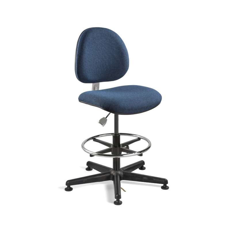 Lexington Mid Height ESD Navy Fabric Chair, Black Nylon Base with Adjustable Footring