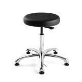 Versa Desk Height ESD Black Vinyl Backless Stool, Polished Aluminum Base redirect to product page