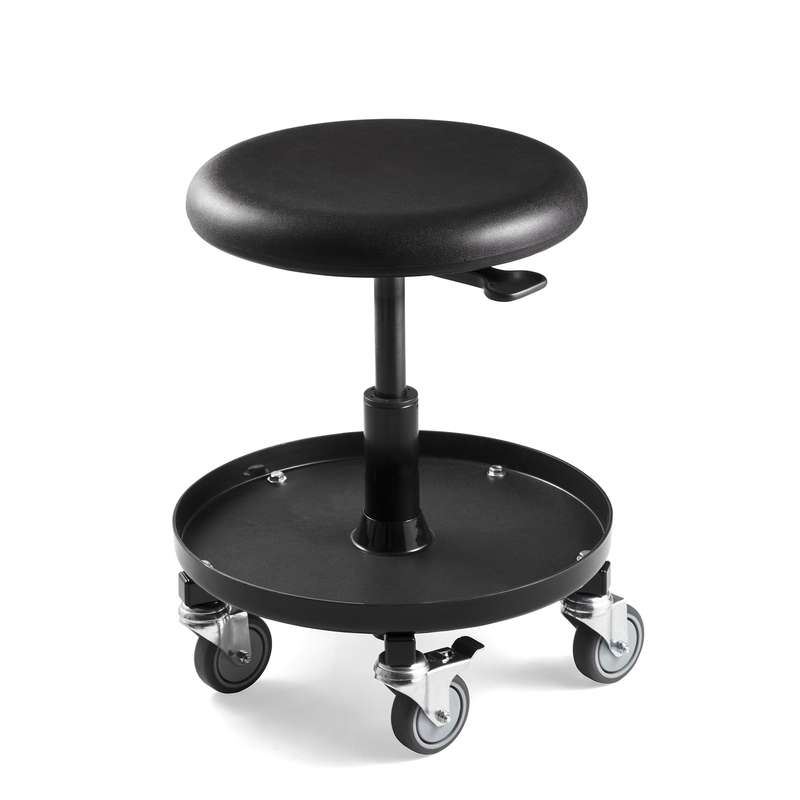 Desk Height Maintenance Repair Stool with Plastic Storage Tray, Casters, 15.5in-20.5in