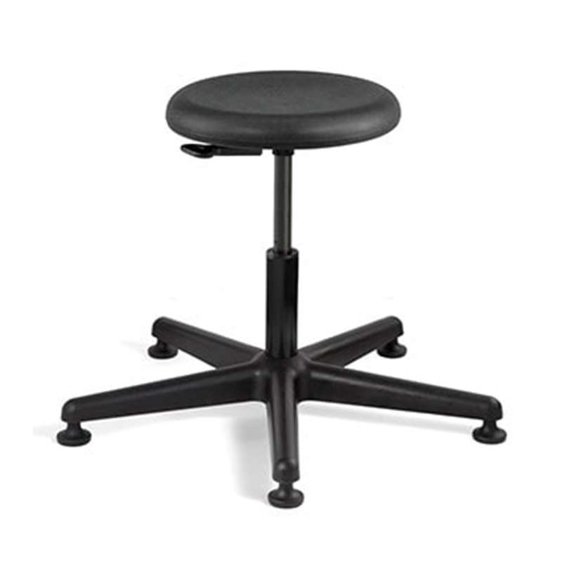 3000 Series Non-ESD-Safe Cleanroom Adjustable Black Vinyl Stool with Aluminum Base, Foot Ring and Casters, 22-1/2 to 32-1/2"