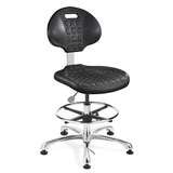 Everlast Tall Height ESD Black Polyurethane Chair, Non-Tilt, Polished Aluminum Base with Adjustable Footring redirect to product page