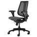 black office chair with mesh seat and back, right