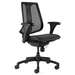 black office chair with mesh seat and back, left