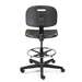 Breva Mid Height Black Polyurethane Chair, Black Nylon Base with Adjustable Footring, Hard Floor Casters