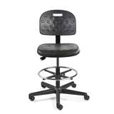 Breva Mid Height Black Polyurethane Chair, Black Nylon Base with Adjustable Footring, Hard Floor Casters redirect to product page