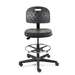 Breva Mid Height Black Polyurethane Chair, Black Nylon Base with Adjustable Footring, Hard Floor Casters