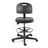Breva Tall Height Black Polyurethane Chair, Black Nylon Base with Adjustable Footring, Hard Floor Casters redirect to product page