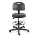 Breva Tall Height Black Polyurethane Chair, Black Nylon Base with Adjustable Footring, Hard Floor Casters