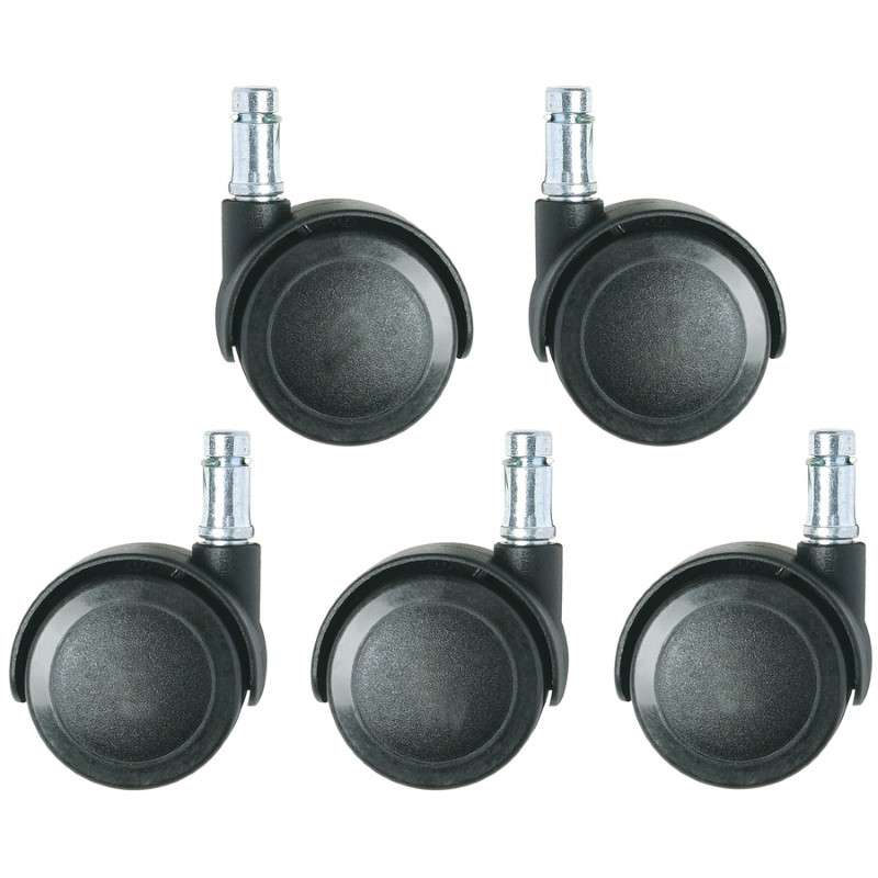 Dual Wheel Reverse Braking Casters, Set Of 5, Resists Rolling When Chair Is Occupied