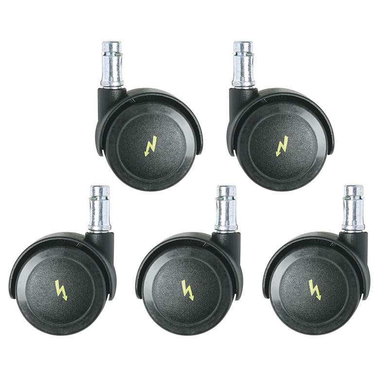 ESD-Safe Dual Wheel Hard Floor Conductive Casters for Bevco ESD-Safe Chairs with 5-Star Bases, 5 per Pack