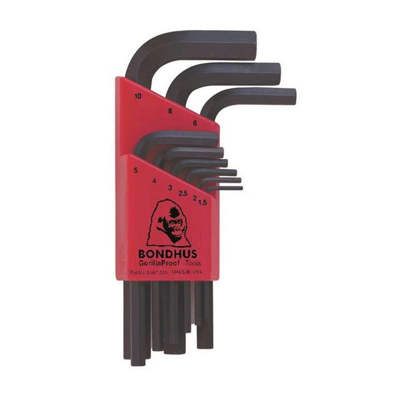 L-Wrench Hex Set (Metric), Short Length, 9 Pieces