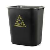 ESD-Safe Waste Basket with Bright Yello ESD Logo, Black, 7 Gallon redirect to product page