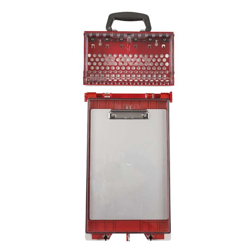 Permit Control Station with 12 Group Lock Box, Red, 23.25" x 10.5" x 3.125"