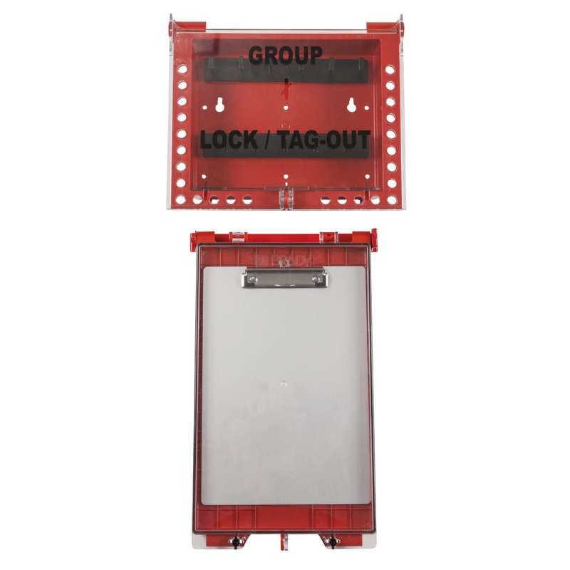 Permit Control Station with 26 Group Lock Box, Red, 28" x 13" x 4"