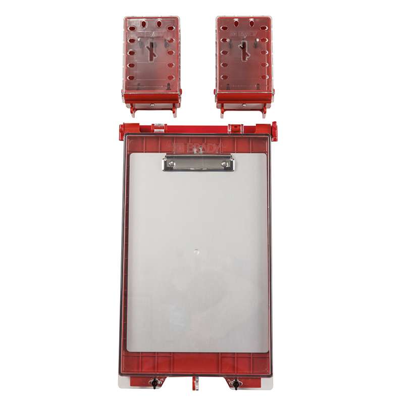 Permit Control Station with Ultra-Compact Lock Box, Red, 22.7" x 9.75" x 2.7"