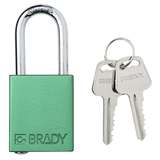 Aluminum Safety Padlock, Keyed Different, Green, 1.5" Steel Shackle redirect to product page