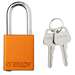 Aluminum Safety Padlock, Keyed Different, Orange, 1.5" Steel Shackle