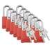 Aluminum Safety Padlock, Keyed Alike, Red, 1.5" Steel Shackle, 12 Per package