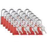 Aluminum Safety Padlock, Keyed Alike, Red, 1.5" Steel Shackle, 24 Per package redirect to product page