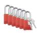 Aluminum Safety Padlock, Keyed Alike, Red, 1.5" Steel Shackle, 6 Per Package