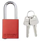 Aluminum Safety Padlock, Keyed Different, Red, 1.5" Steel Shackle redirect to product page
