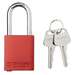 Aluminum Safety Padlock, Keyed Different, Red, 1.5" Steel Shackle