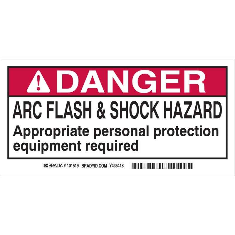 Danger Arc Flash And Shock Hazard Labels, 2 x 4in, 100/Roll