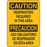 Caution Signs "CAUTION RESPIRATORS REQUIRED IN THIS AREA", Bilingual, Black on Yellow redirect to product page