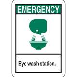 Eye Wash Station Sign - EMERGENCY, Polyester, Green and Black on White, 10 x 7" redirect to product page