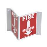 Fire Extinguisher, V Style Sign, Red On White, Horizontal, Rectangle 5.5"HX10"W redirect to product page