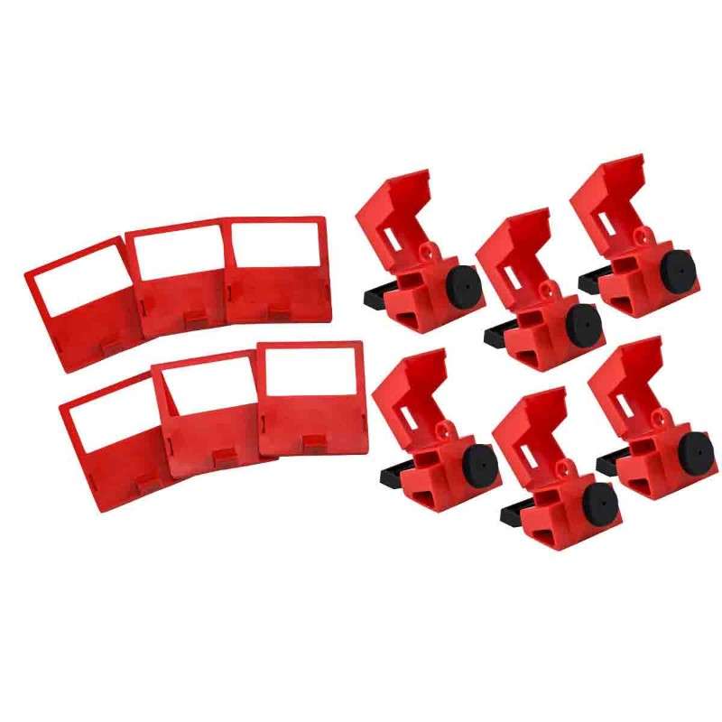 480/600 Volt Clamp-On Circuit Breaker Lockouts, Red, 6 per Pack