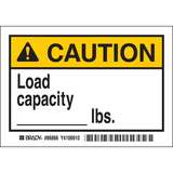 Load Capacity Caution Labels, Black/Yellow on White, 5 Labels per Pack redirect to product page