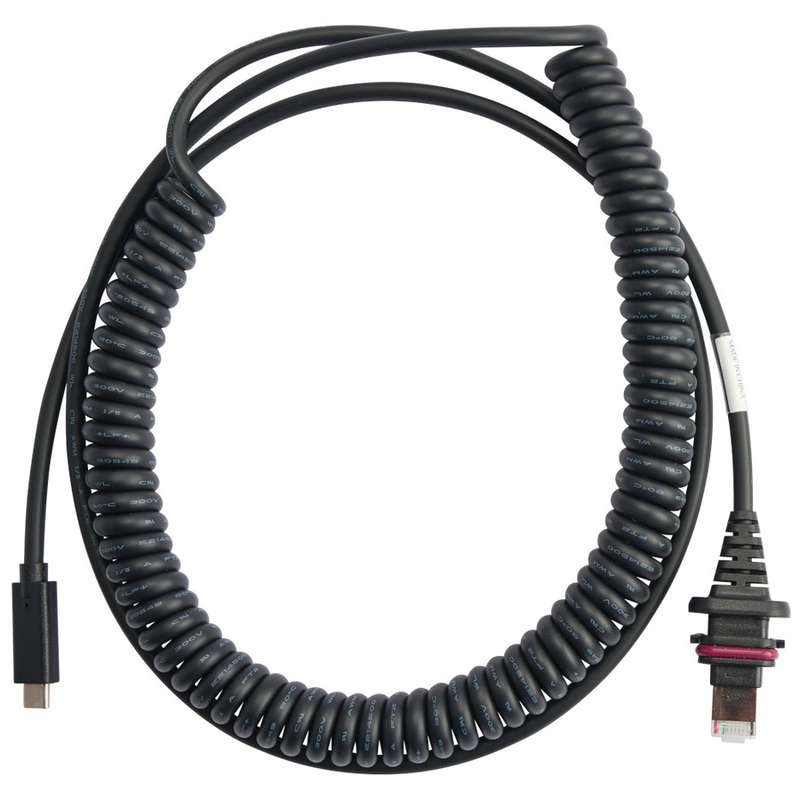 Plug Cable for V2200 Wired Barcoade Scanner, Coiled USB-C to RJ50, 9.84 ft (3m)