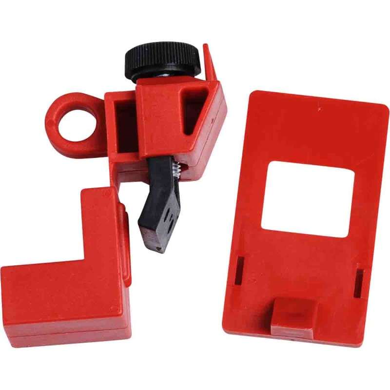 Circuit Breaker Lockout, Clamp-On, Flip Cover, Red, 2.205 X 0.95 X 0.65 in, Pack of 6
