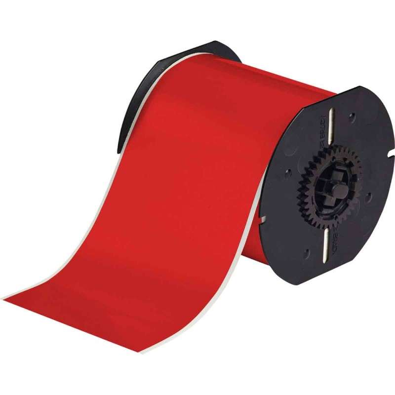 Vinyl Label Tape, All Weather, for B30 Printers, 4", Red, Cartridge of 100 Feet