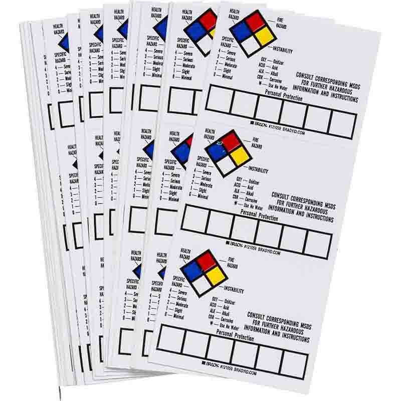 Blank Write-On Container Label with NFPA Diamonds, 1.5" H x 2" W x 0.004" D, Vinyl, 50 per Pack