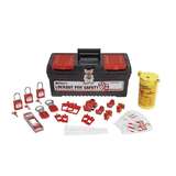 Electrical Lockout Tagout Kit with Nylon Safety Padlocks in Toolbox redirect to product page