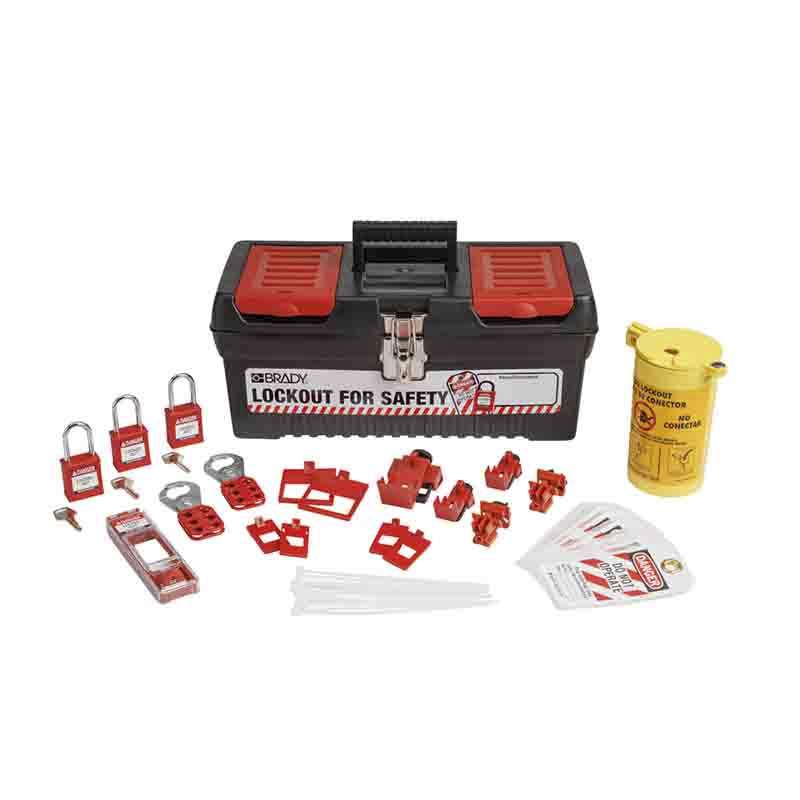 Electrical Lockout Tagout Kit with Nylon Safety Padlocks in Toolbox