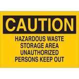 CAUTION Hazardous Waste Storage Area Unauthorized Persons Keep Out Sign, B401, 10" H x 14" W x 0.06" D, Polystyrene redirect to product page