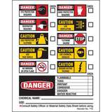 Chemical Safety Check Labels, 4.5" H x 2.25" W, Black/Red/Yellow on White, Pack of 100 Labels redirect to product page
