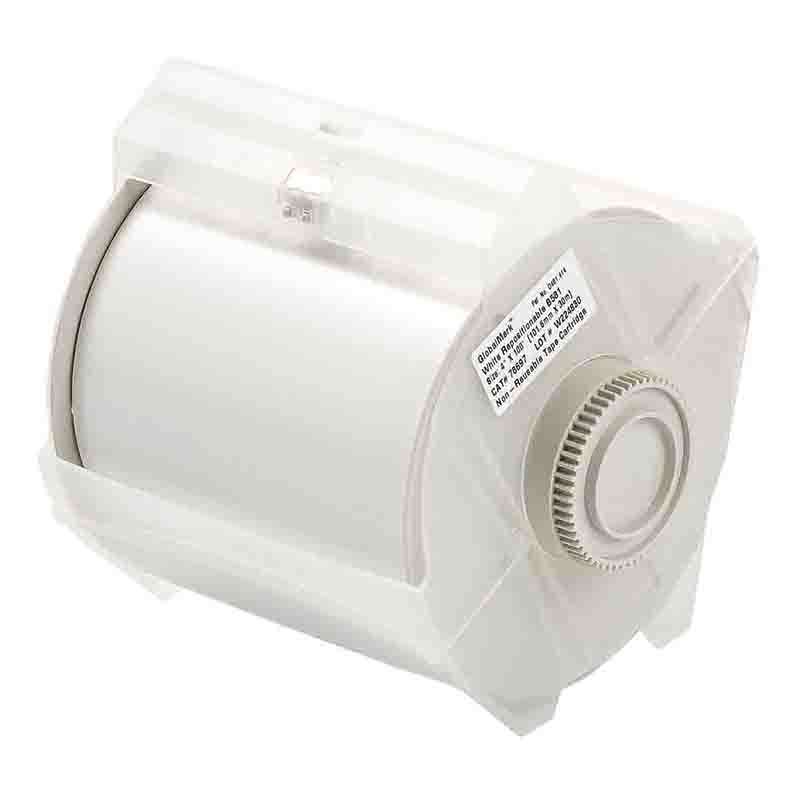 Repositionable Multi-Purpose Vinyl Label Tape, Indoor Marking, for GlobalMark Printer, 4in White, 100ft Roll