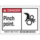 DANGER PINCH POINT. Labels, 3.5" H x 5" W x 0.006" D, Black/Red on White, 5 per Pack redirect to product page