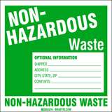 Non-Hazardous Waste Label, Green on White, B-7569, 6 x 6 x 0.004 in, 100 Labels per Package redirect to product page