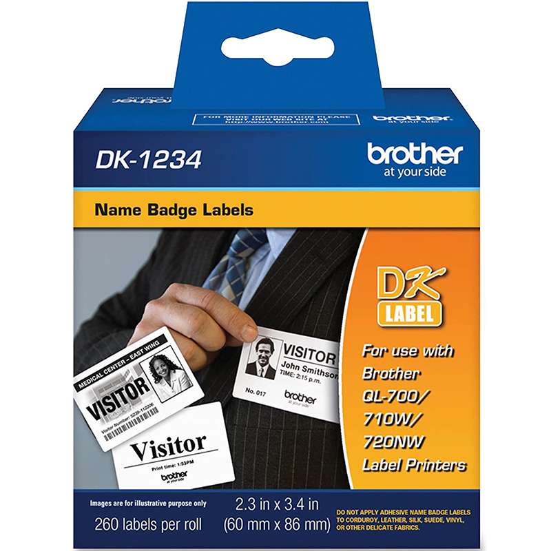 Name Badge Label, White, 2.3 x 3.4in, 260 Labels per Roll