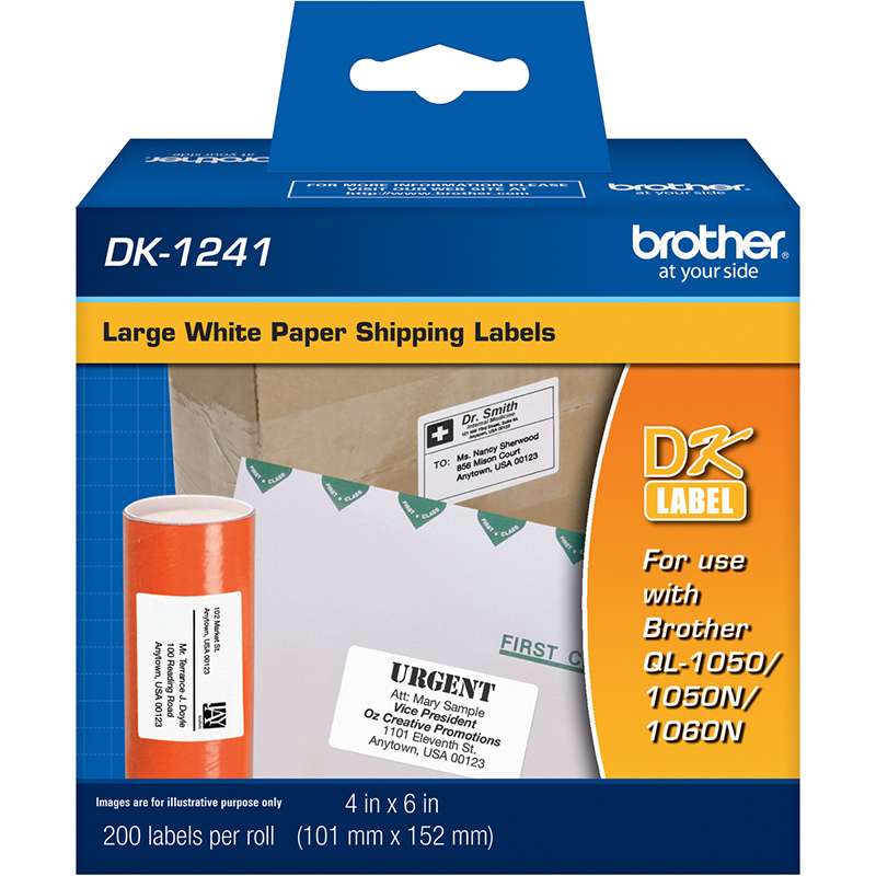 Shipping Paper Label, White, 4 x 6in, 200 Labels per Roll